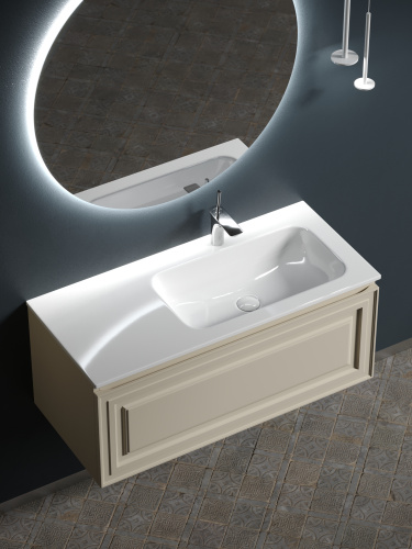 Тумба под раковину Sancos Very VR100RCE 100х45х41 подвесная цвет бежевый - фото 4